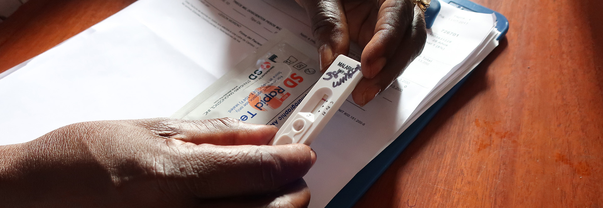 hands holding a testing kit