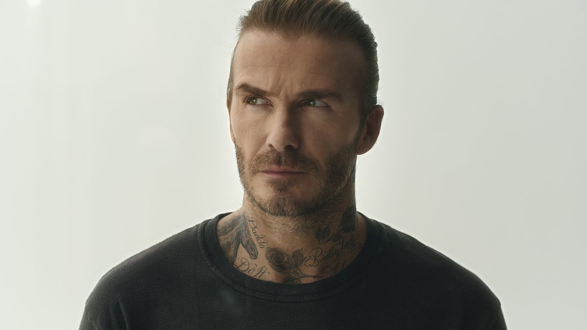 David Beckham in a black t-shirt